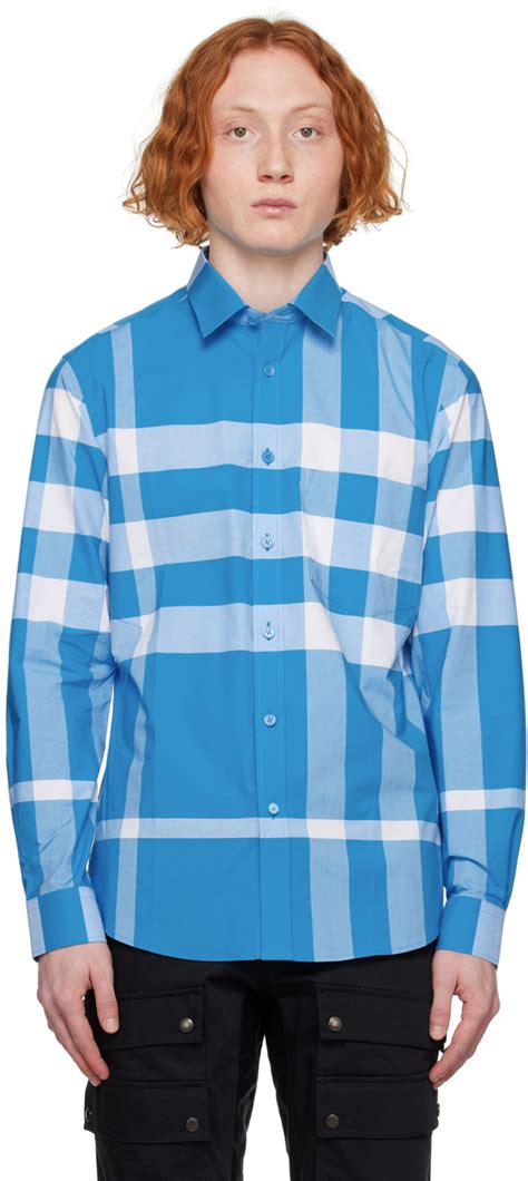 burberry button up blue|burberry check button up shirt.